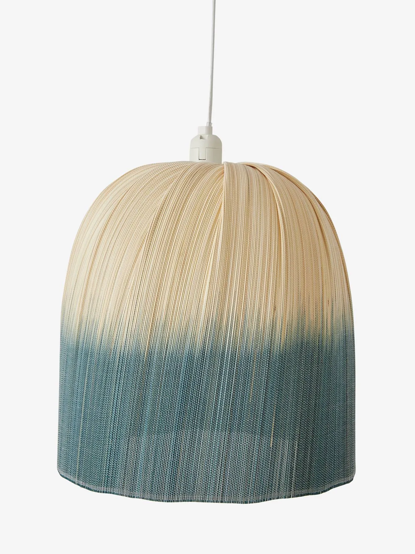 Abat-jour pour suspension en bambou Tie and Dye beige / bleu - Vertbaudet