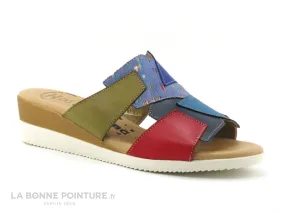 Achat chaussures Jordana Femme Mule, vente Jordana 2769 Bleu Rouge Kaki - Mule Femme talon compense