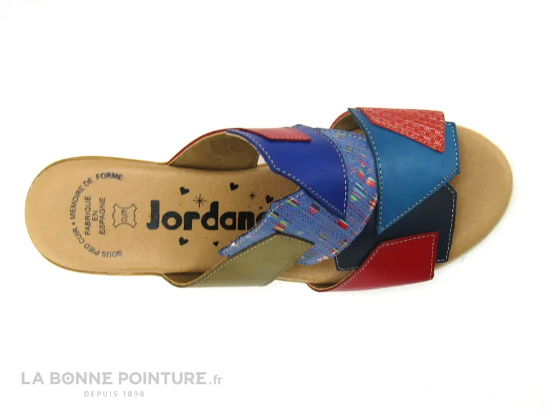 Achat chaussures Jordana Femme Mule, vente Jordana 2769 Bleu Rouge Kaki - Mule Femme talon compense
