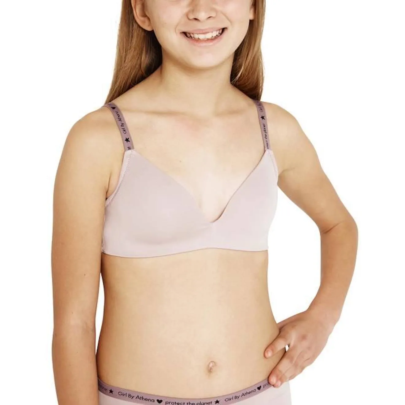 ATHENA Soutien-gorge sans armature Micro recyclé Girl by Marron-Beige FILLE beige - Athena