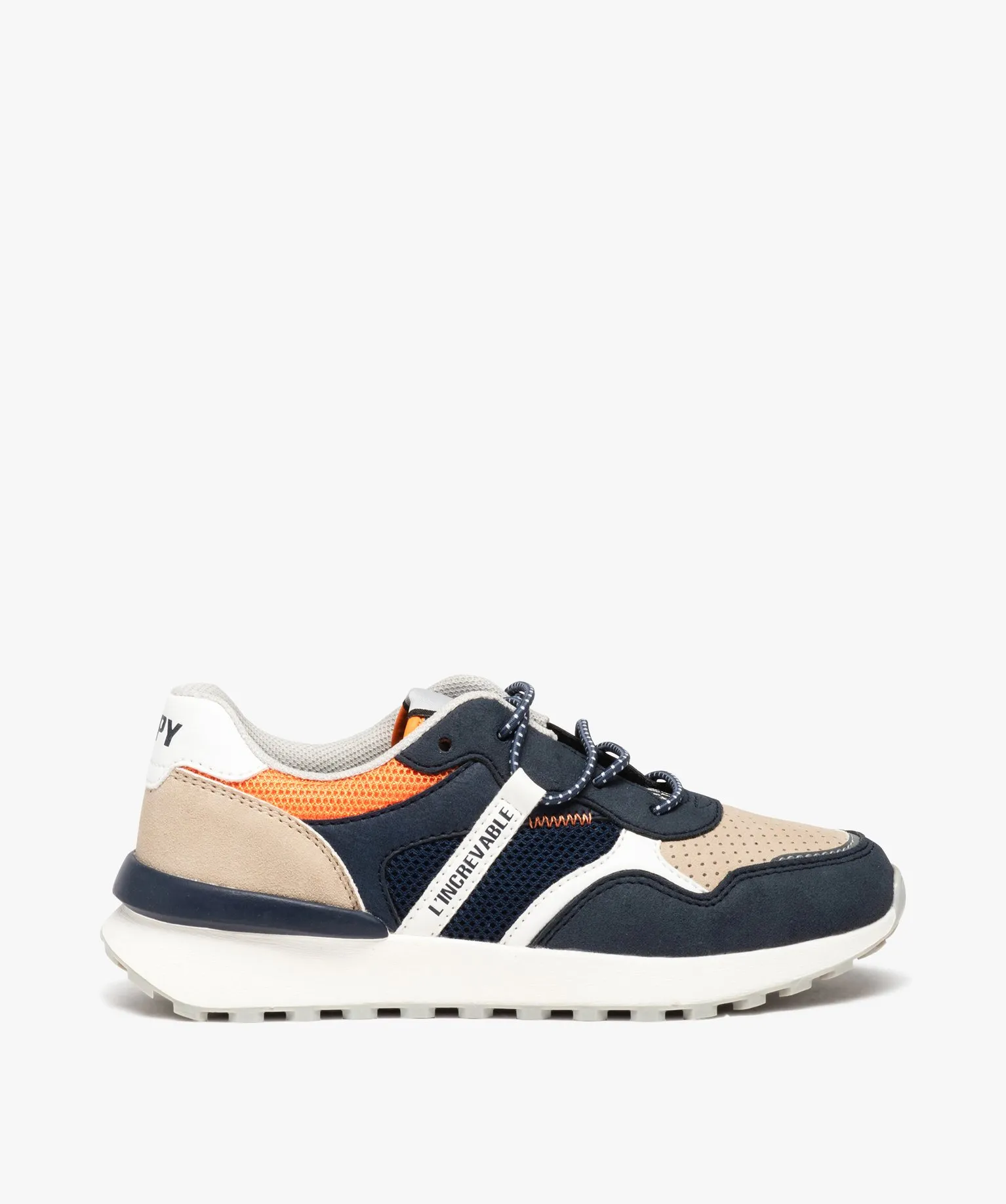 baskets garcon a lacets elastiques ajustables - gepy bleu baskets