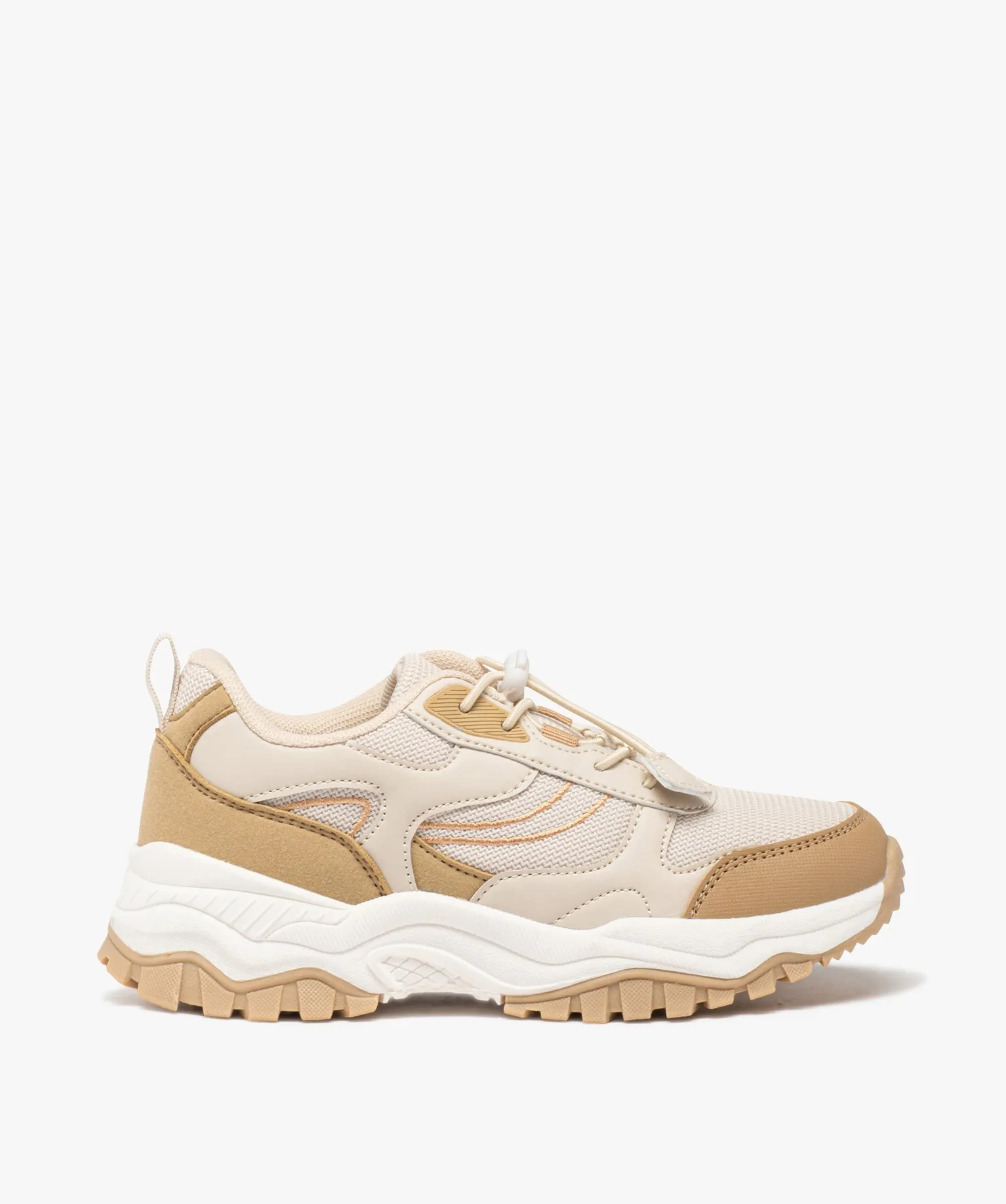 baskets multimatieres a semelle crantee garcon beige baskets