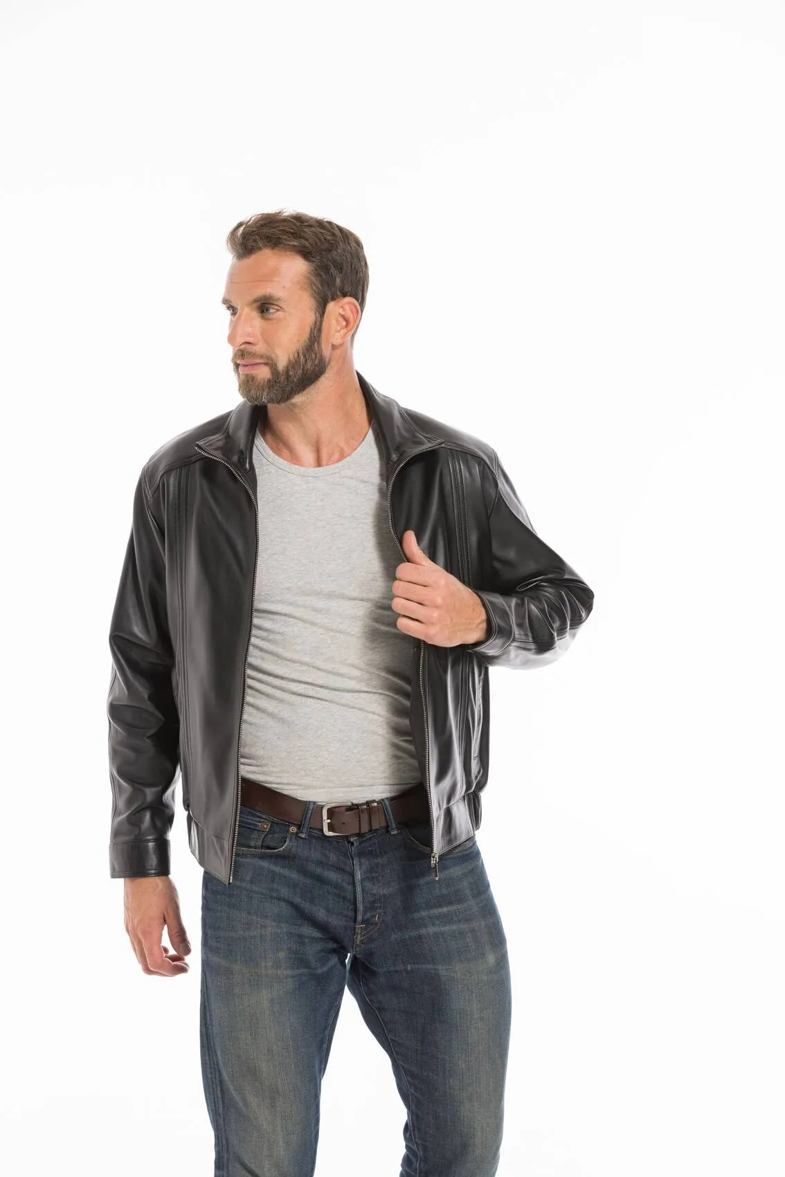 blouson cuir homme noir