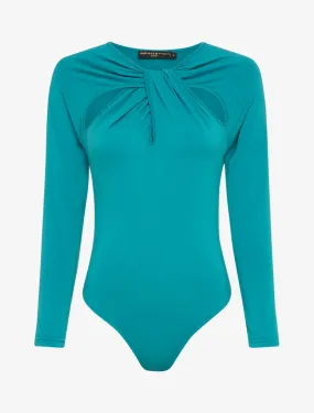 Body à col rond entrelacé - Bleu