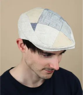 béret lin patchwork - Nicolai beige M by Flechet : Headict