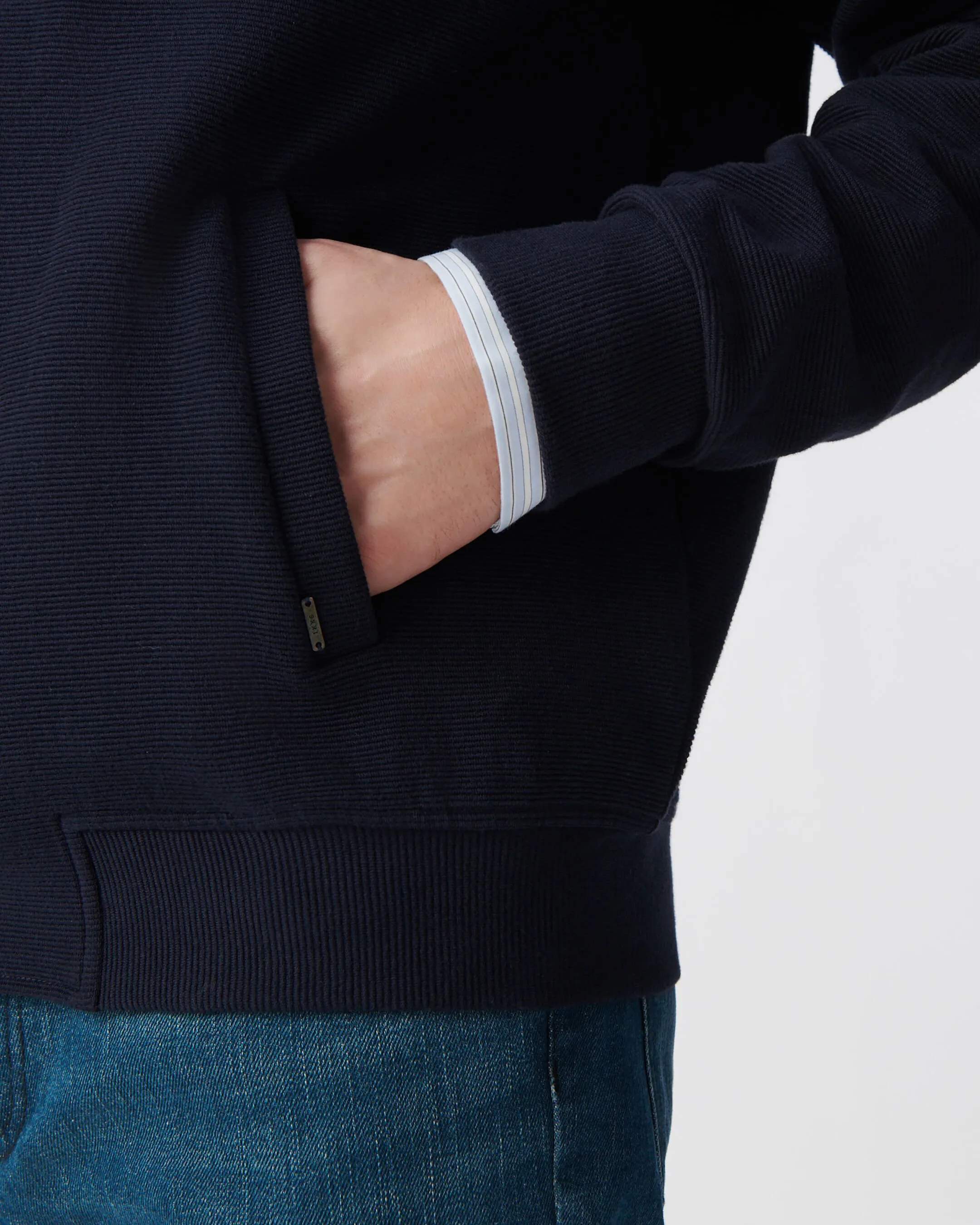 Cardigan marine reliefé à capuche Homme