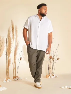 Chemise en lin à manches courtes - blanc