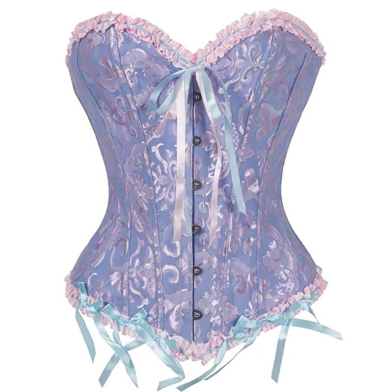 Corset bleu et rose bustier