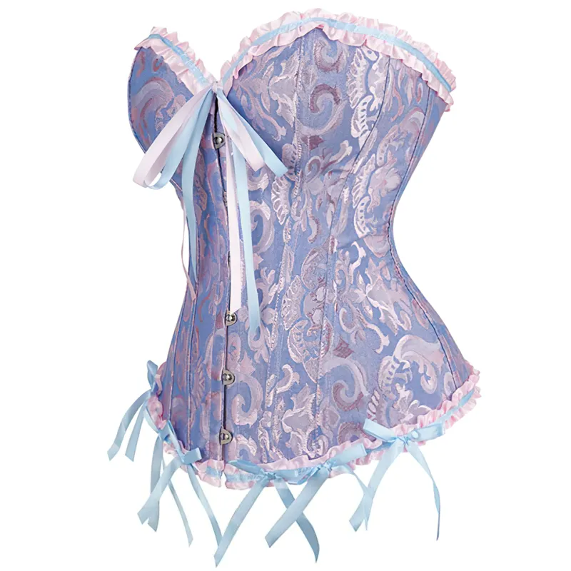 Corset bleu et rose bustier