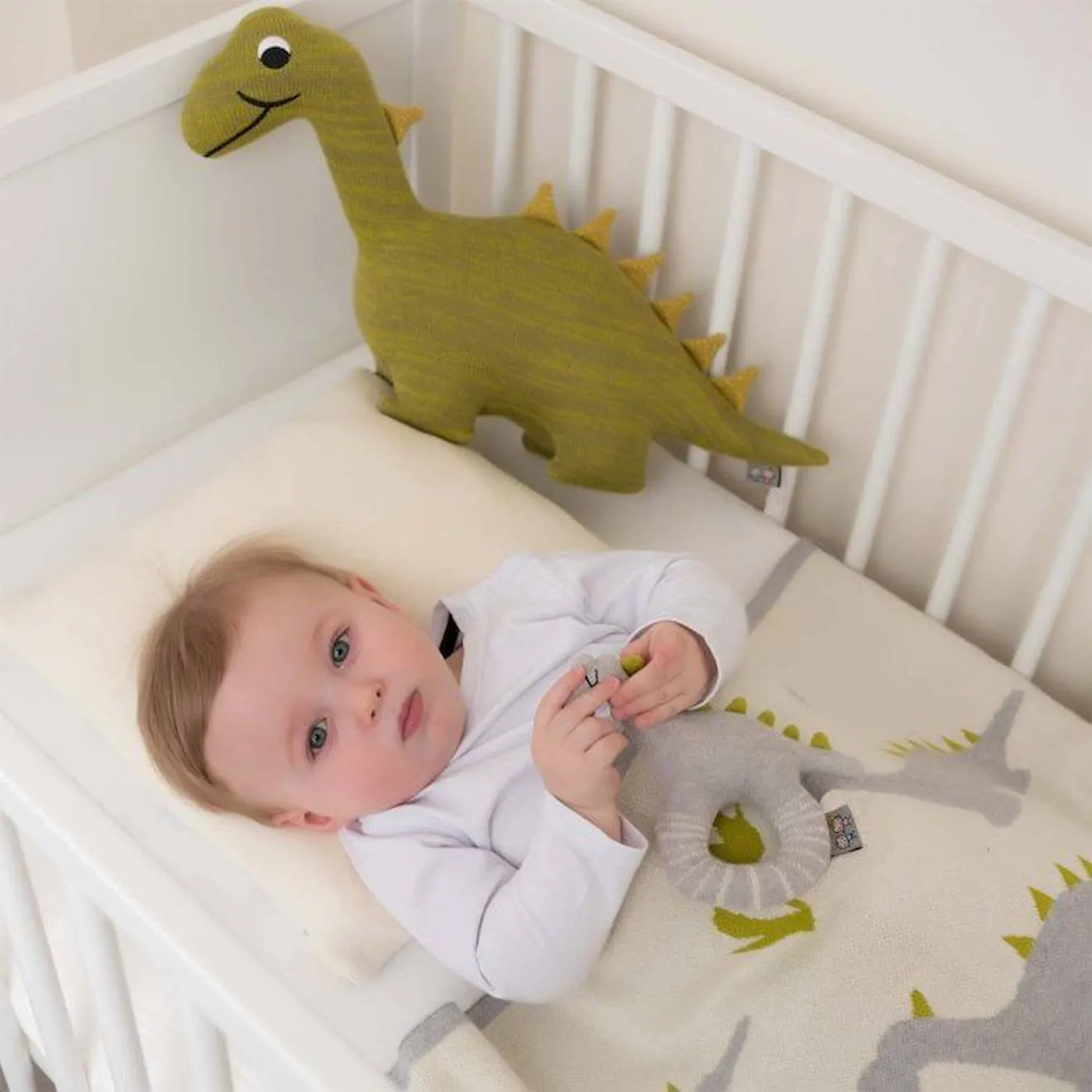 Couverture pour en coton bio DINO beige - Sevira Kids