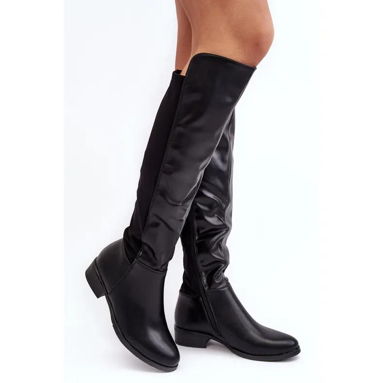 Cuissardes en cuir pour femme S.Barski HY27098A Noir le noir