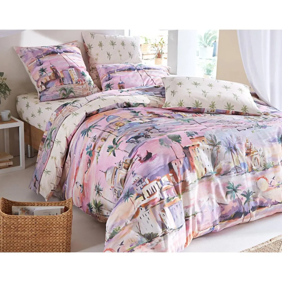 Drap-housse PALMERAIE beige en coton | 3 Suisses