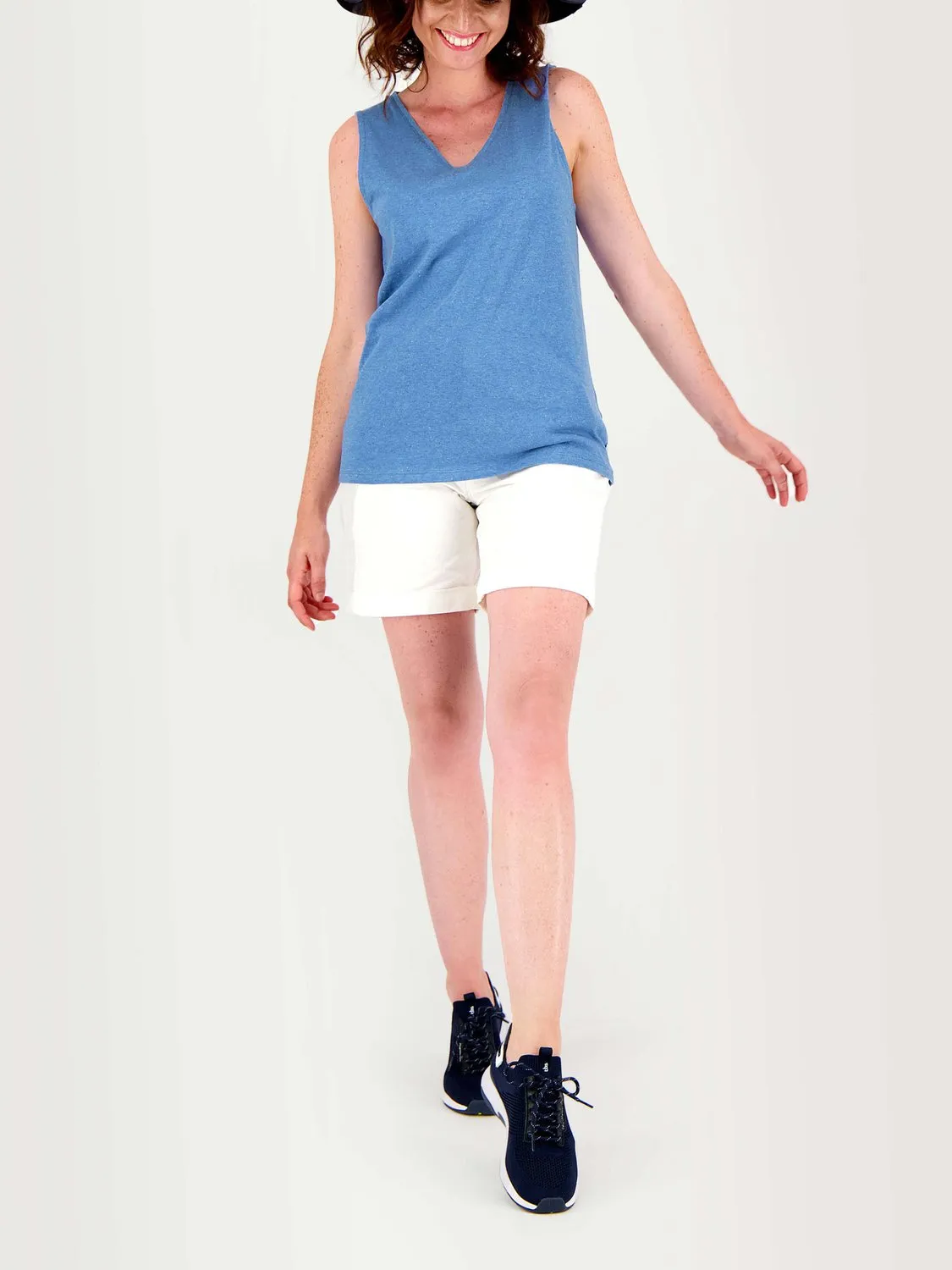 Débardeur Femme Col V Coton Bleu tbs