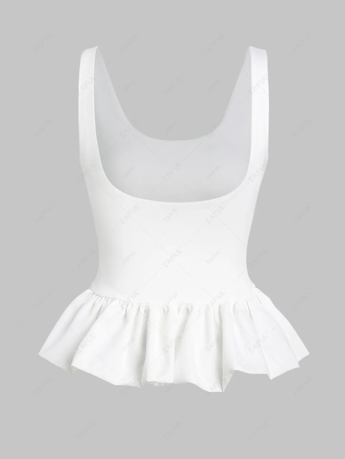 Débardeur Maigre En Couleur Unie à Col U Pour Femme - Blanc