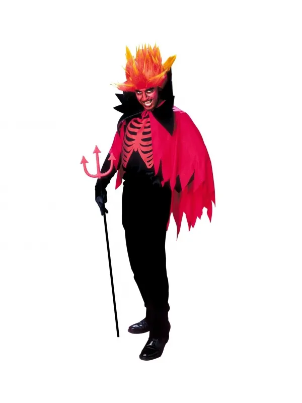 Déguisement Diable Homme (haut, cape avec col, cornes)