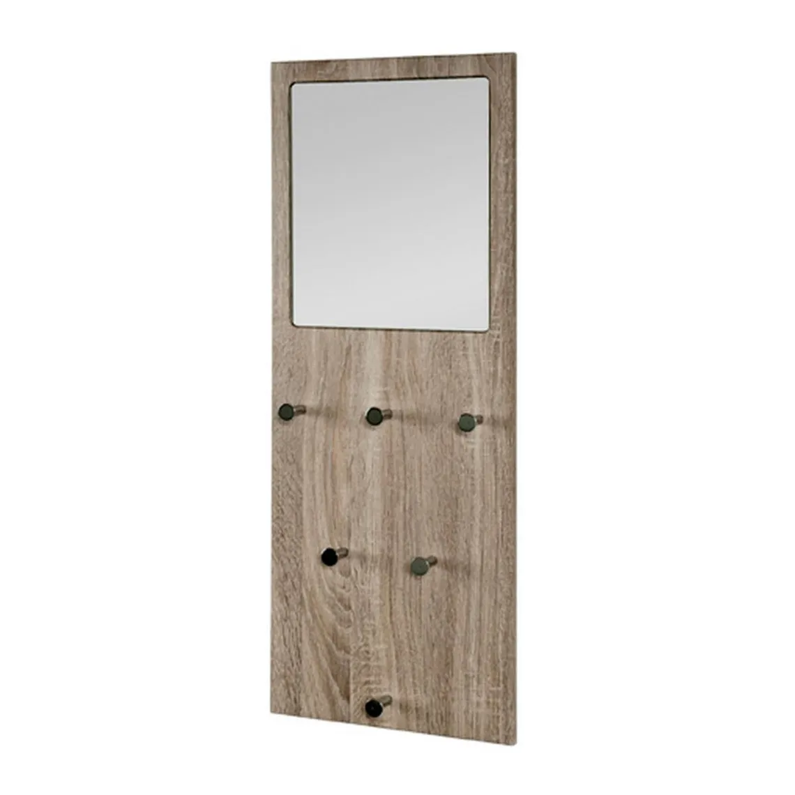 Garderobe murale décor bois miroir integré et 6 crochets  | 3 Suisses