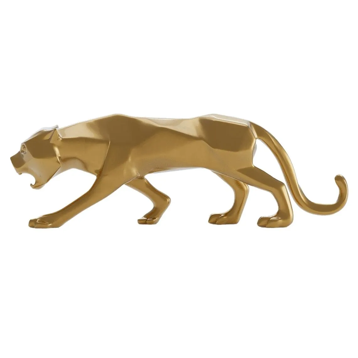 Grande statue en résine LEOPARD origami doré  | 3 Suisses