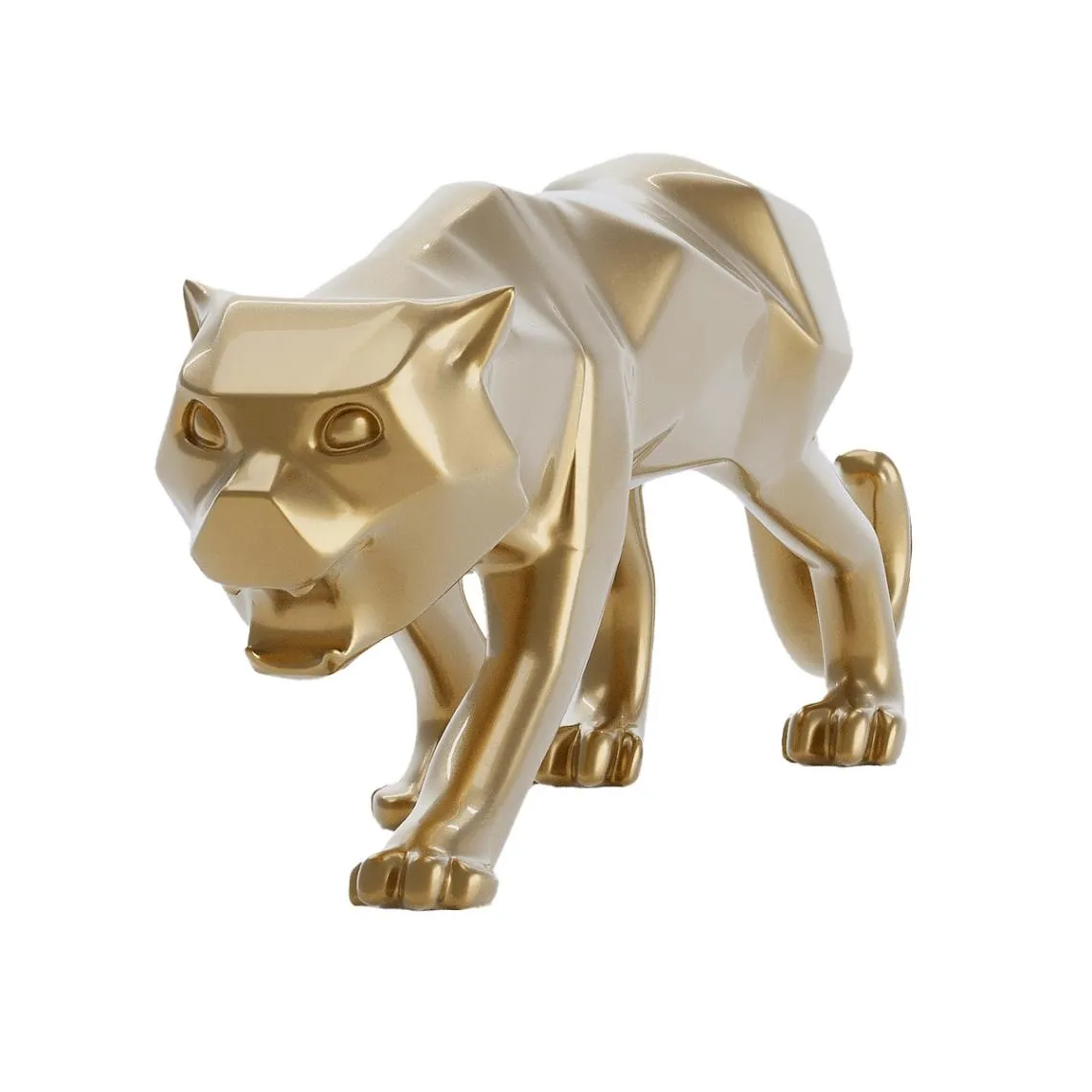 Grande statue en résine LEOPARD origami doré  | 3 Suisses