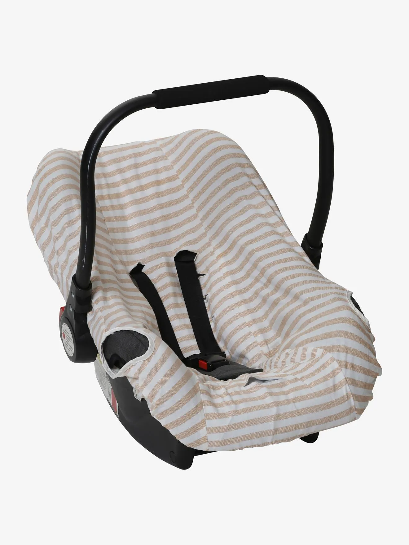 Housse élastiquée pour siège coque 0+ rayé beige - Vertbaudet