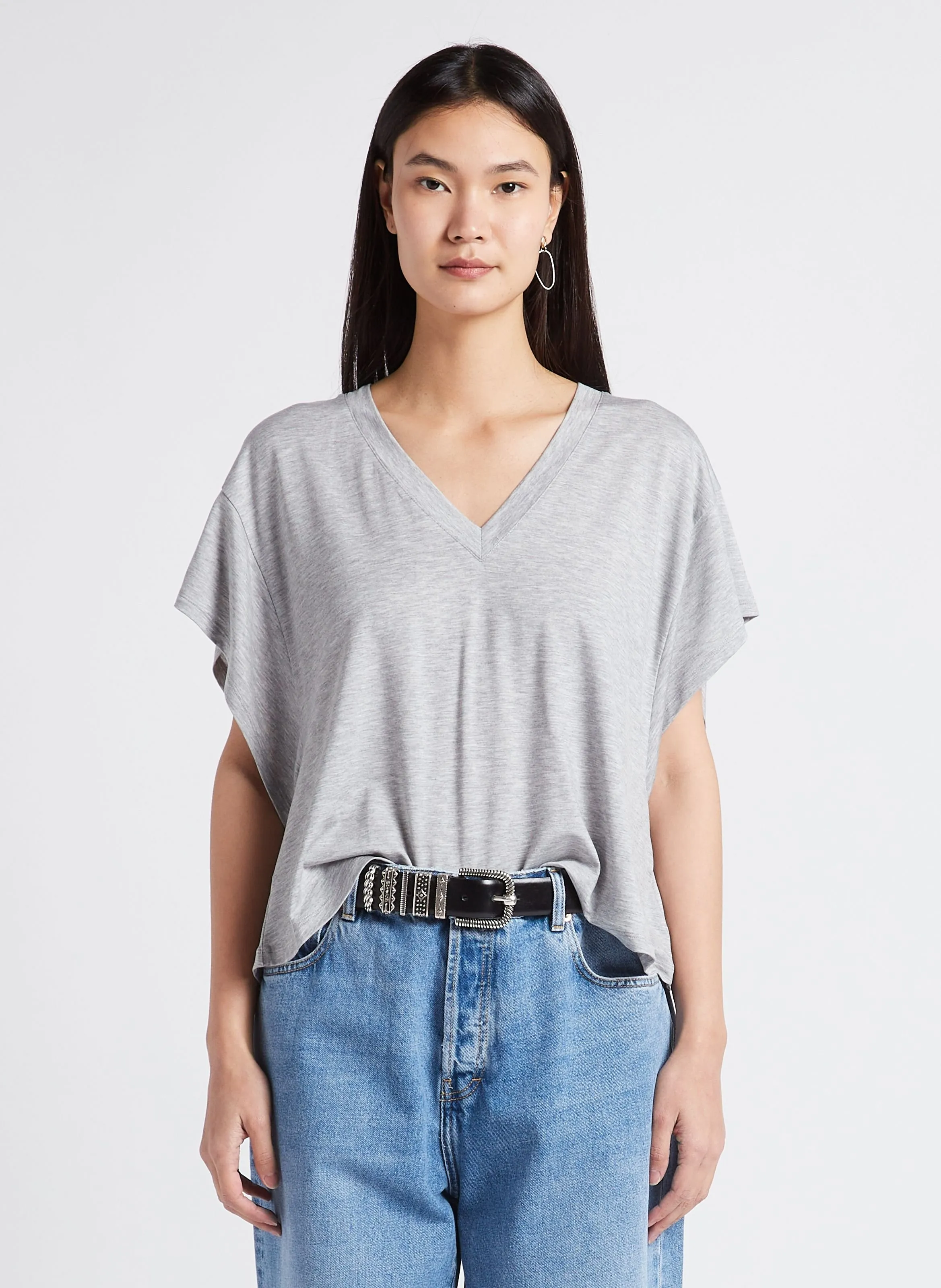 IRO  Tee-shirt ample col v basilya - Gris