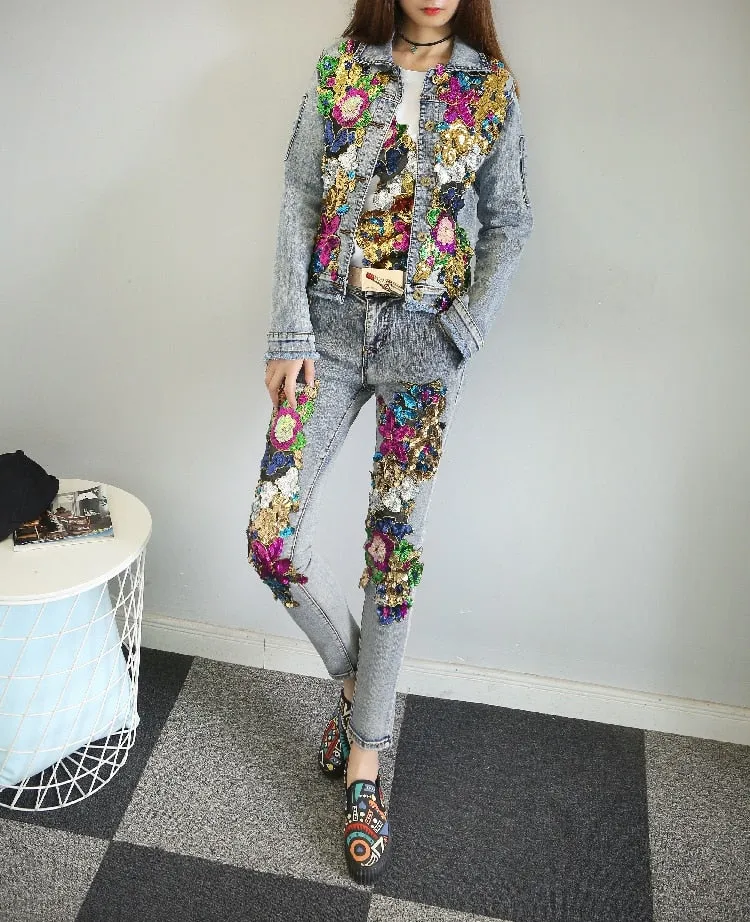 Jean Hippie Fleuri