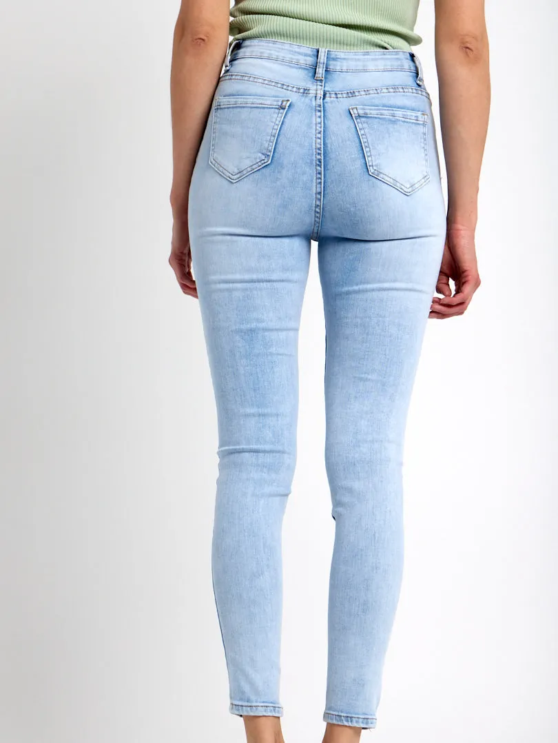 Jean slim troué bleu
