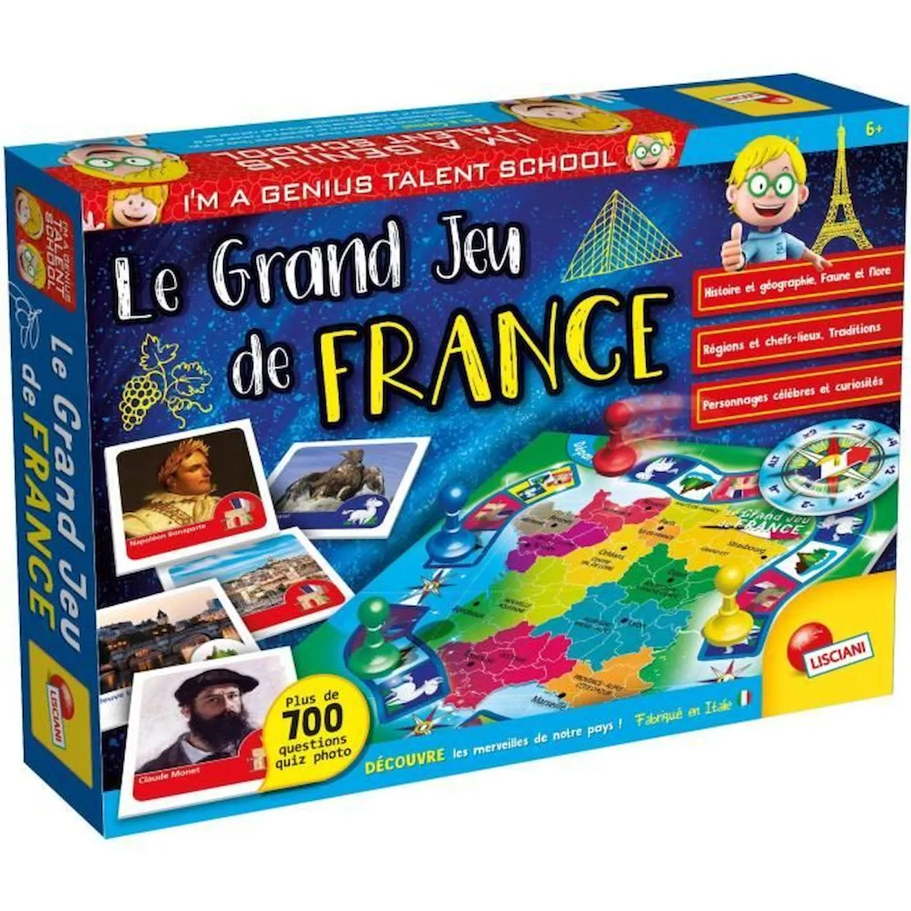 Jeu d'apprentissage sur la France - Génius Talent school - LISCIANI - 2 joueurs ou plus - 30 min bleu - Lisciani Giochi