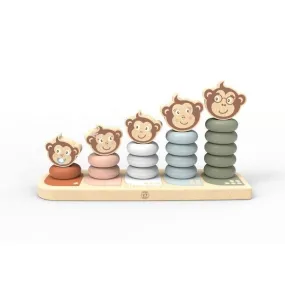 Jeu à empiler La Famille Singe - 1 à 5 - Bois FSC - Speedy Monkey beige - Speedy monkey