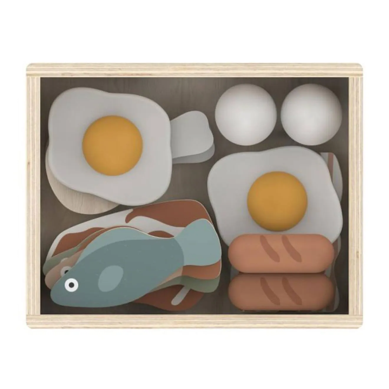 Jouets poisson et viande en bois Flexa beige - 