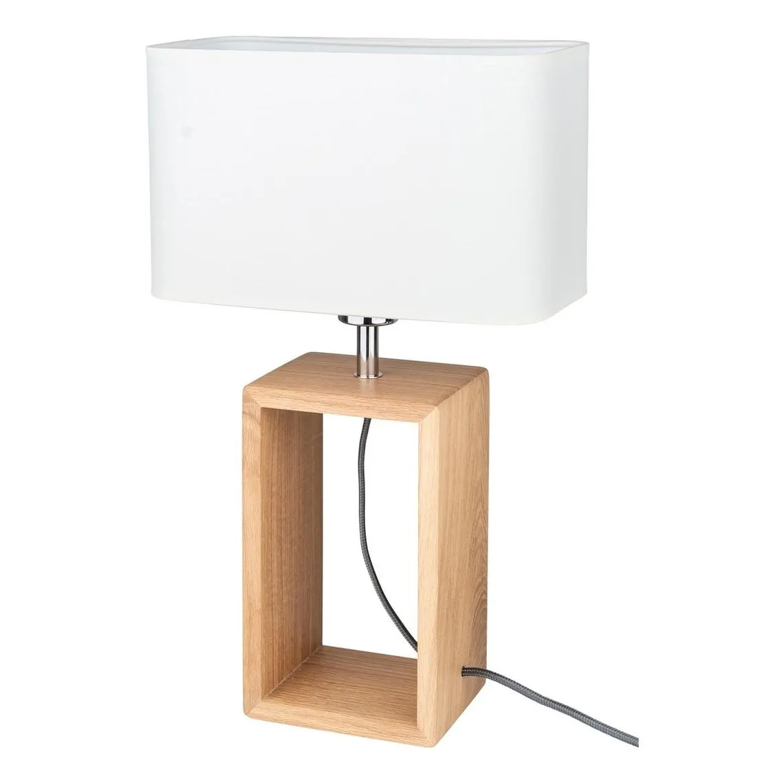 Lampe à poser Cadre 1xE27 Max.25W Chêne huilé/Noir/Blanc  | 3 Suisses