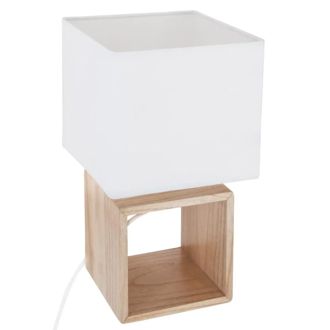 Lampe bois carrée H32 cm | 3 Suisses