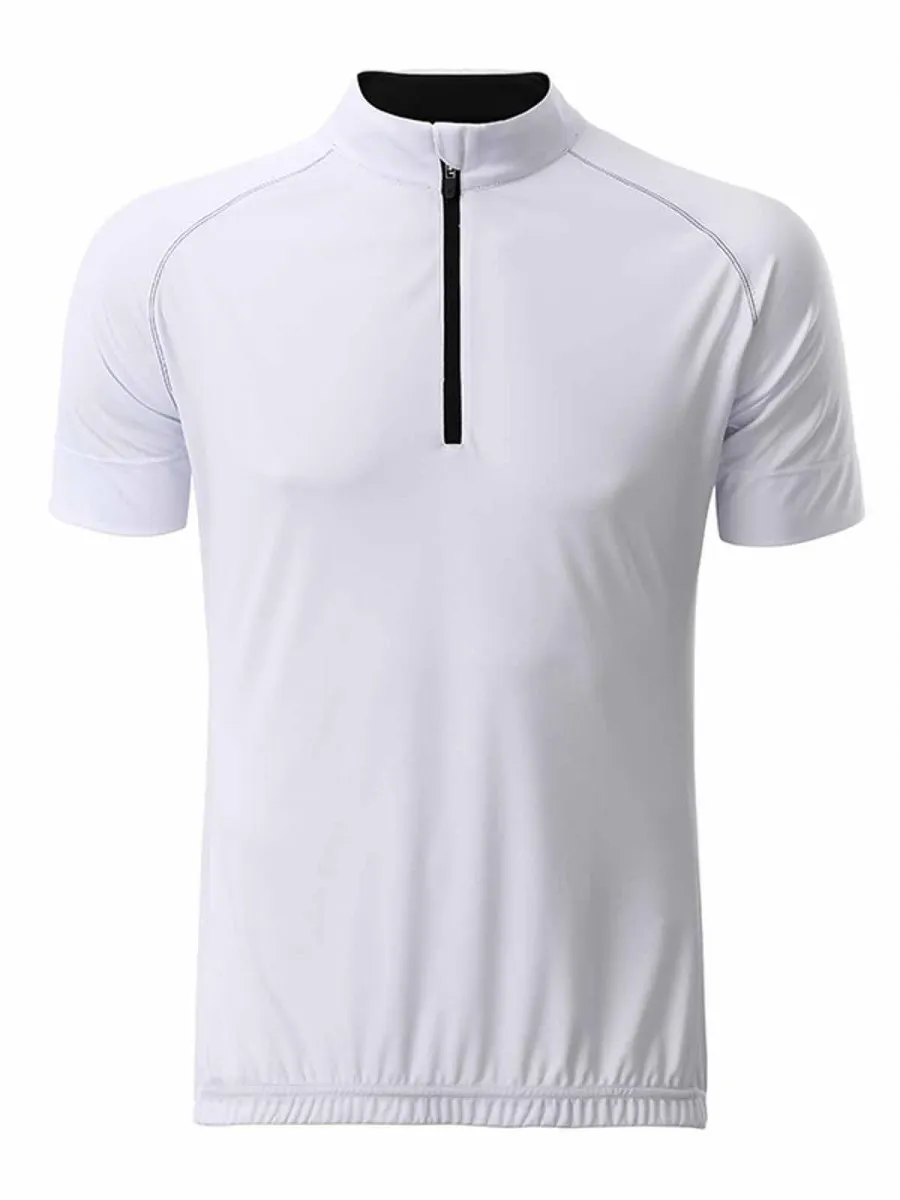 maillot cycliste demi zip - HOMME - JN514 - blanc 