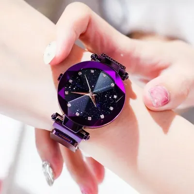 Montre femme ciel étoilé violette Quartz
