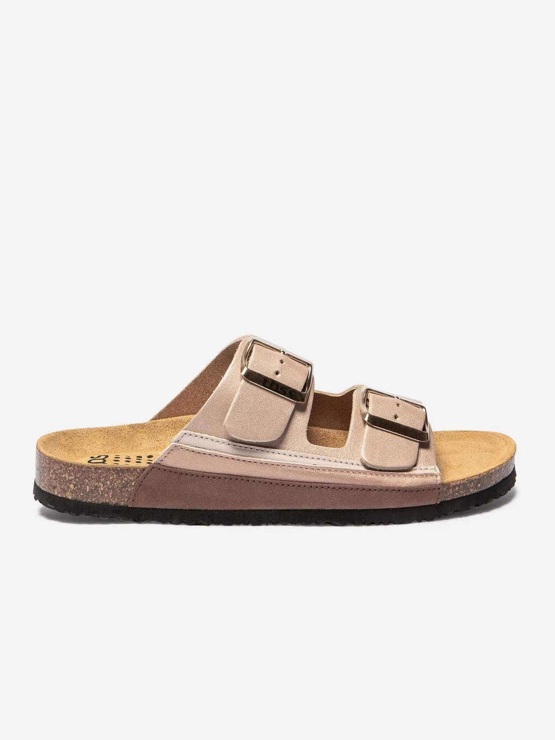 Mules Femme Cuir Fantaisie et Boucles Beige tbs