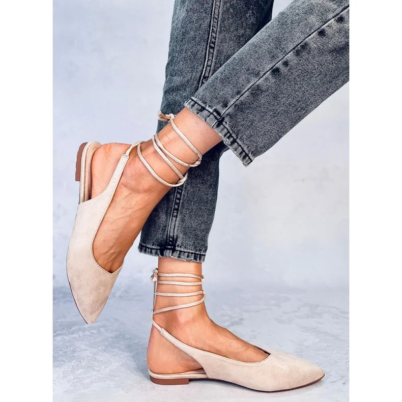 Pirson Ballerines talons ouverts lacets Beige