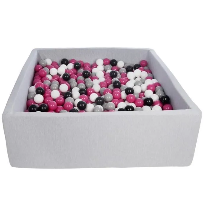 Piscine à balles Velinda - 900 balles - Noir, blanc, rose, gris - Pour enfants de plus de 12 mois
