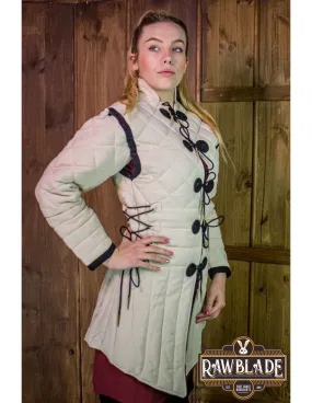 Plein gambeson médiéval femme Morgause - Naturel ⚔️ Boutique Épées