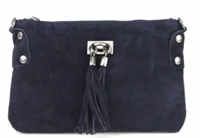 Pochette cuir femme vachette bleu marine