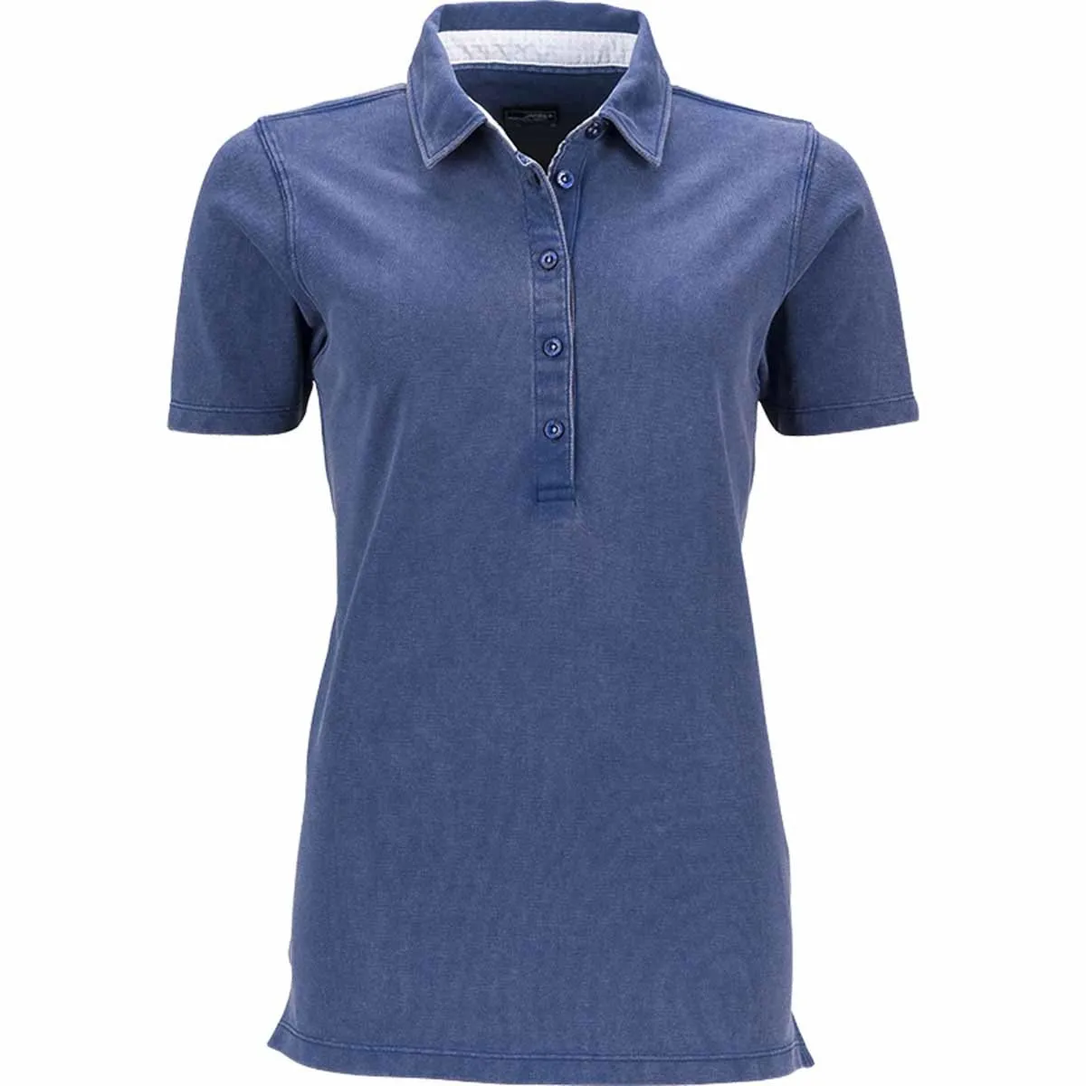 Polo femme manches courtes col imprimé - JN711 - bleu marine 