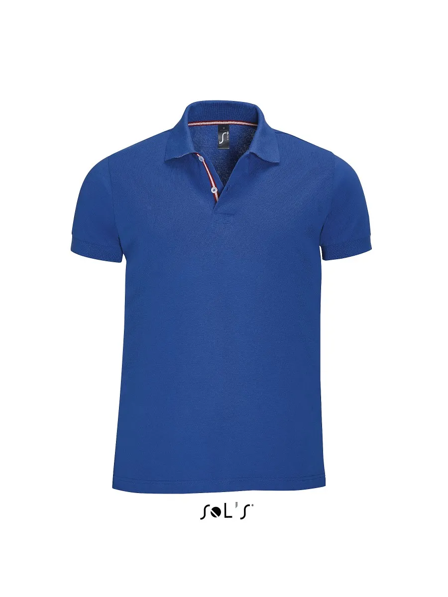 Polo homme couleurs drapeaux - 00576 - bleu roi col bleu blanc rouge 