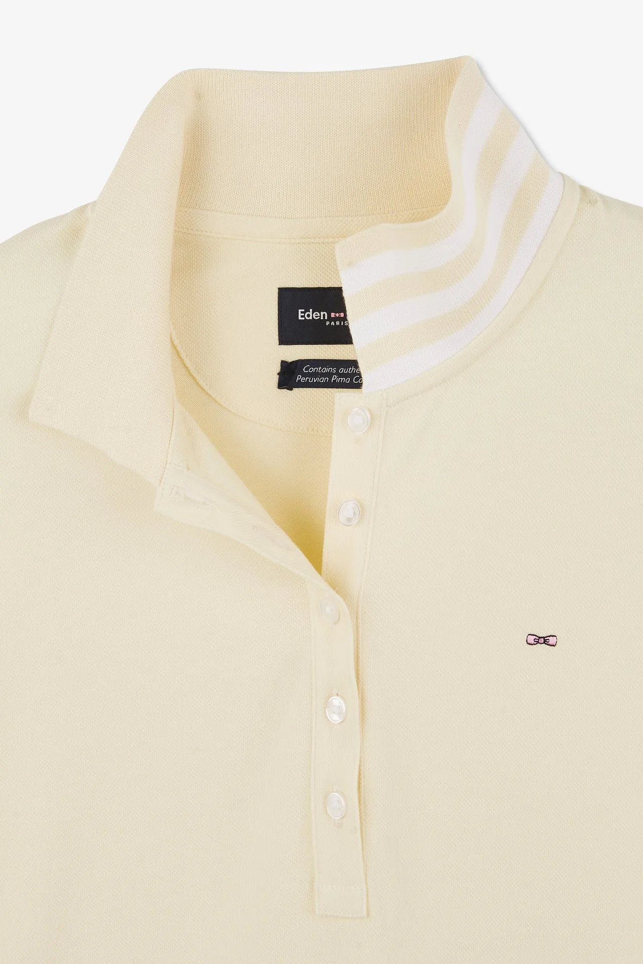 Polo écru manches courtes en coton Pima