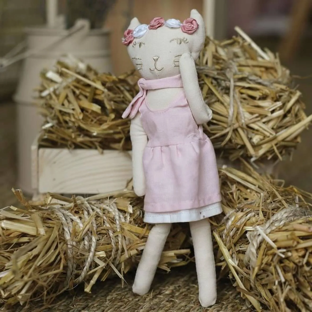 Poupée - Rose et Lili - Chat - Blanc - Rose - Pour bébé dès la naissance blanc - Trois Kilos Sept