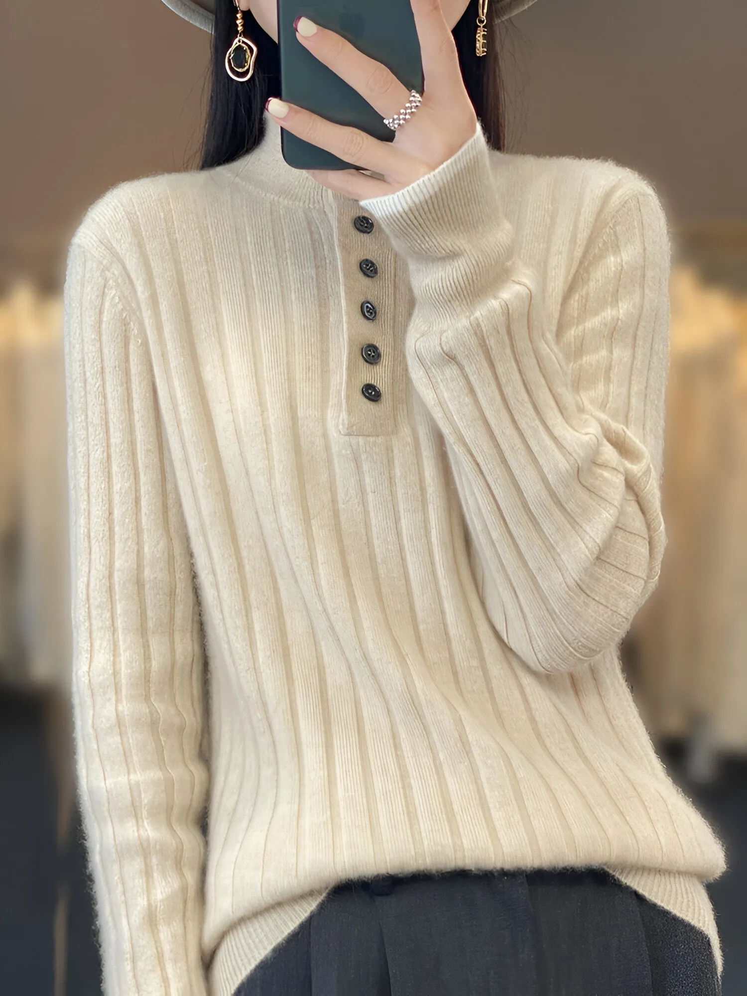 Pull Tricoté avec col pour Femmes