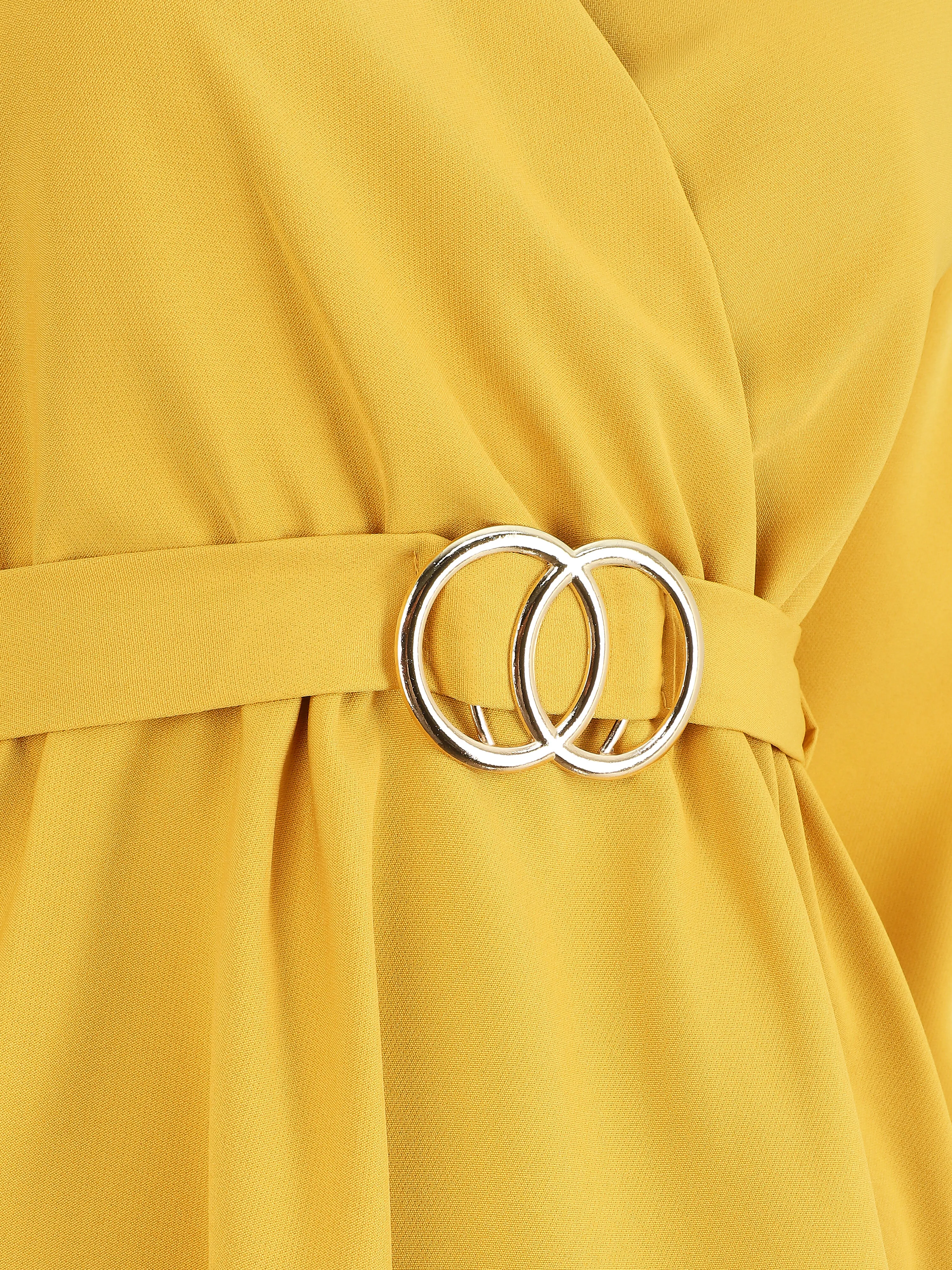 Robe uni à col cache-coeur - Jaune