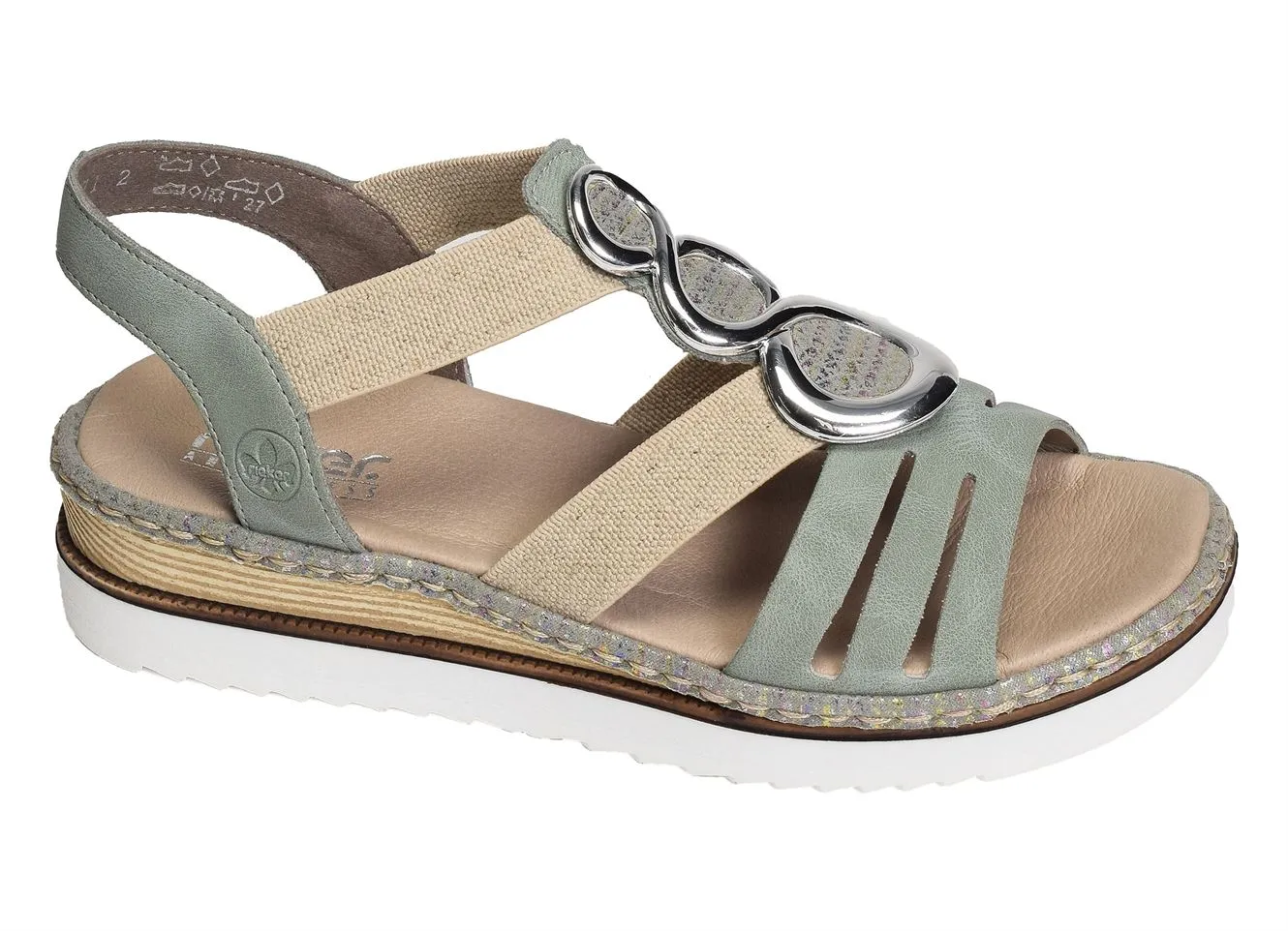 sandales compensees Rieker  679l4 vert 