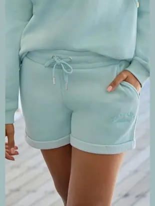 Short décontracté short en coton molletonné avec logo brodé