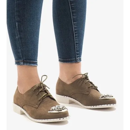 Slip ons verts à sequins L155 beige