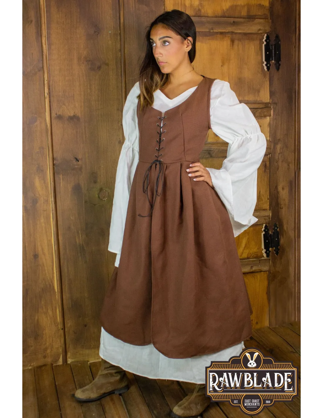 Surcot médiéval Marketta pour femme - Marron ⚔️ Boutique Épées