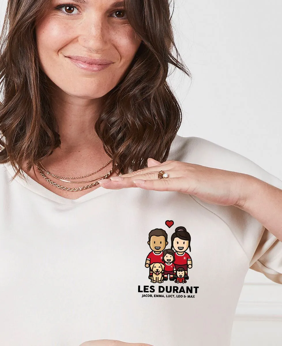 Sweatshirt femme Famille figurine football Suisse