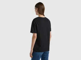 T-shirt en coton flammé à col rond